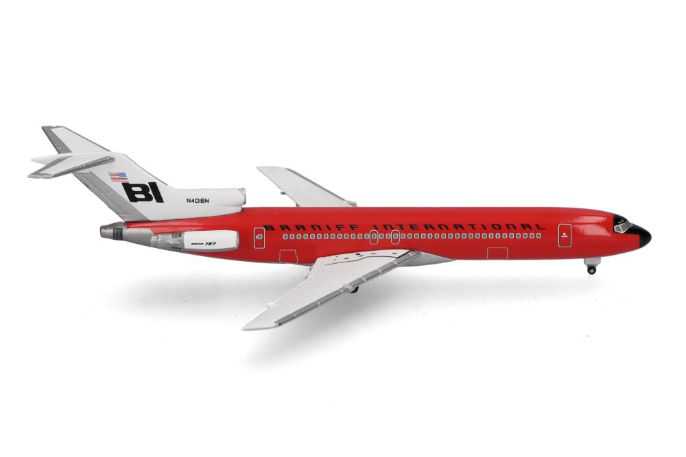 Herpa 537551: B727-200 Braniff Solid Red, Wings, 1:500