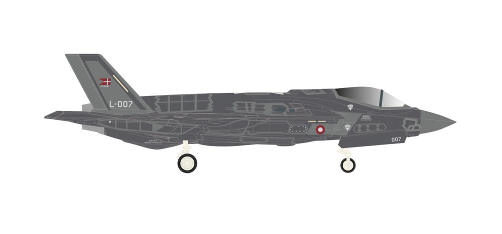 Herpa 573603: Royal Danish Air Force Lockheed Martin F-35A Lightning II - Eskadrille 727, Skrydstrup AB - L-007, 1:200 Wings