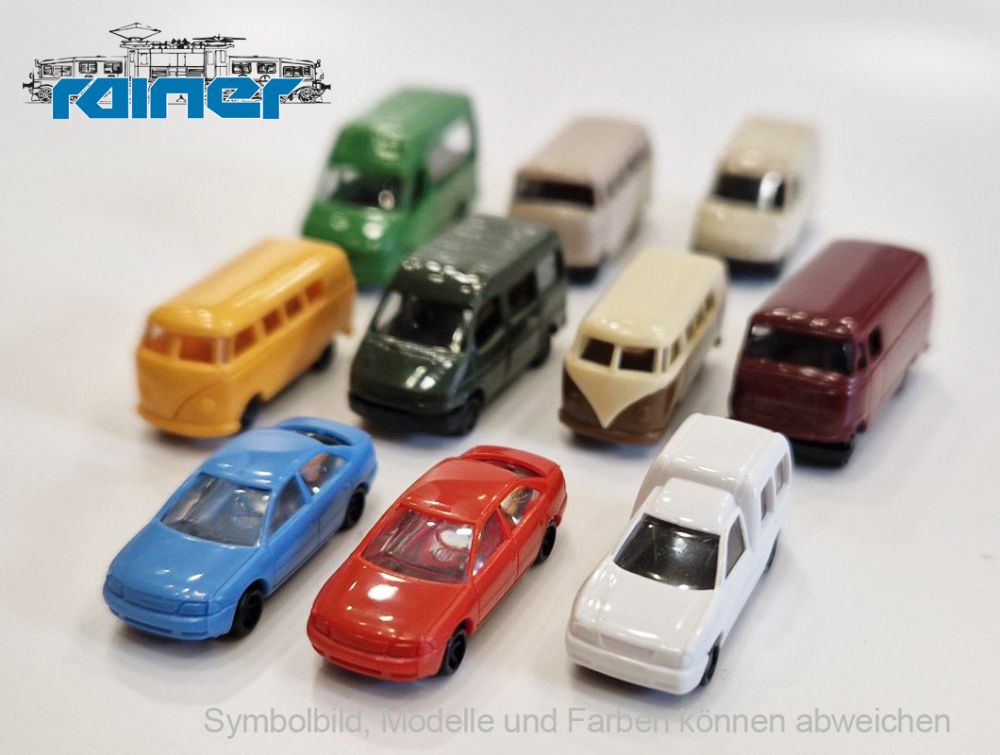 Rietze: 10 teiliges Set Auto und Transporter in Spur N, farblich gemischt, unterschiedliche Modelle