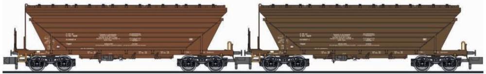 Liliput 260220: 2-tlg. Set, Getreidetransportwagen, Uagpps, Bulgarien, braun, Epoche V-VI , 1:160 Spur N