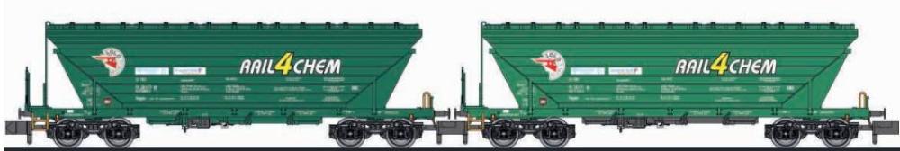 Liliput 260222: 2-tlg. Set, Getreidetransportwagen, Uagpps, "RAIL4CHEM/Loco Trans", Slowenien, Epoche V-VI , 1:160 Spur N