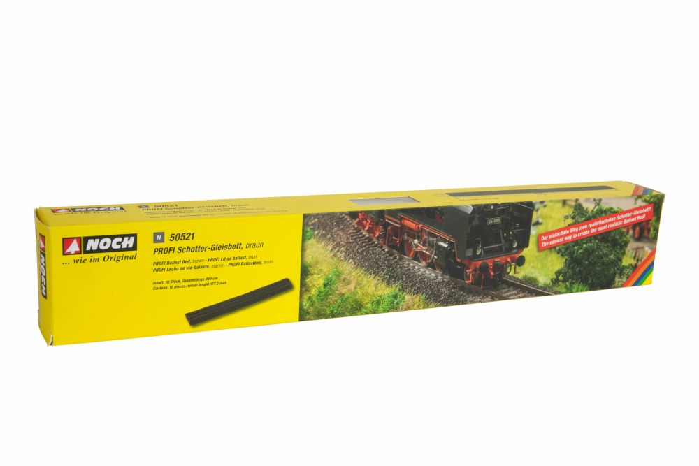Noch 50521: PROFI Schotter-Gleisbett, braun  - Gesamtlänge 450 cm , 10 Stück, je  45 cm - für Spur N