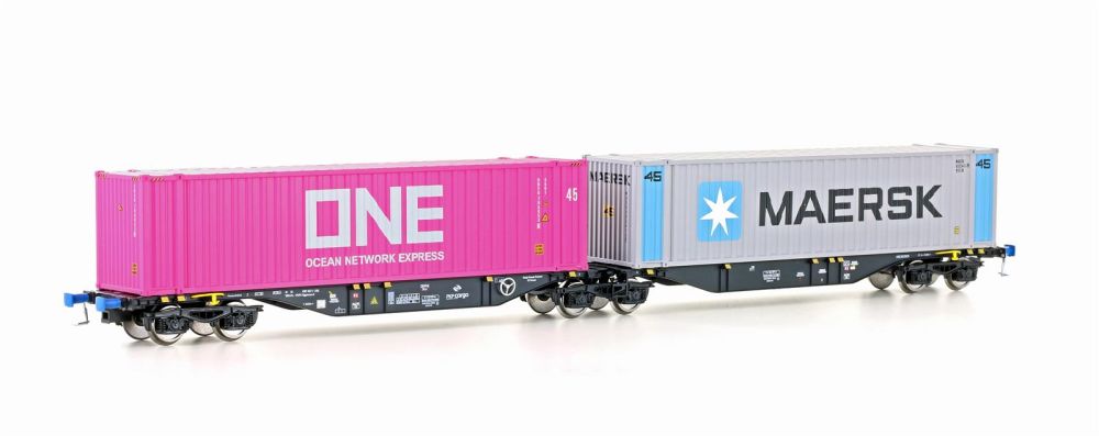 Mehano 90661: Containerwagen Sggmrss'90 PKP Cargo, Ep.VI, ONE/Maersk - Spur H0