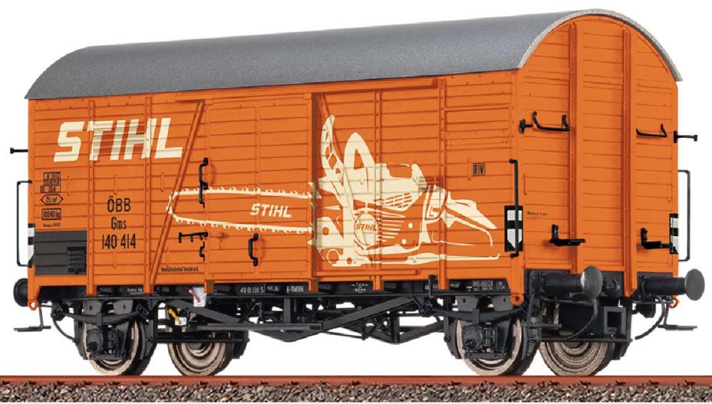 Brawa 51171: Rainer Exklusiv H0 ÖBB Güterwagen Gms "STIHL", limitiertes Sondermodell, Spur H0 1:87, DC Achsen