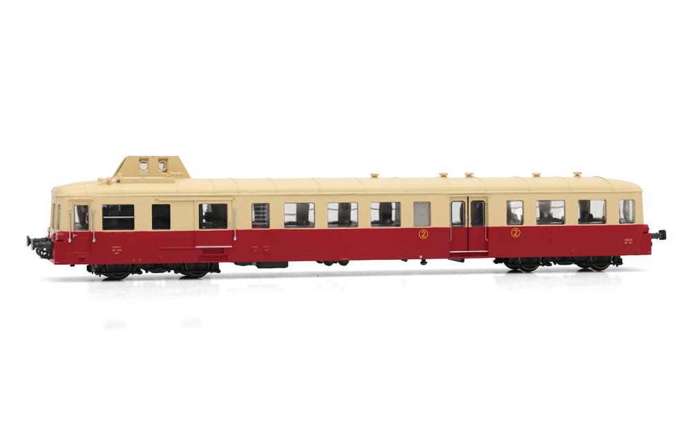 Jouef 2617: SNCF, vierachsiger Dieseltriebwagen X 3800 „Picasso“,  in rot-beiger Farbgebung, Ep. III, Spur H0