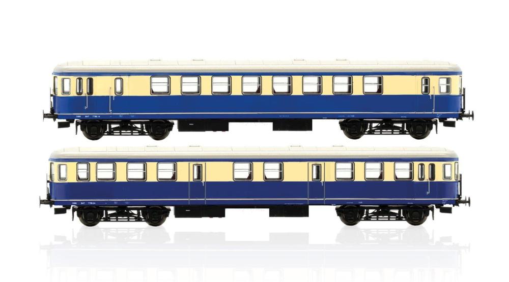 Jägerndorfer 23100: H0 DC 2-teiliger Triebwagen Anhänger Epoche IV Set 1, High-End-Edition - mit Innenbeleuchtung, Spur H0 1:87