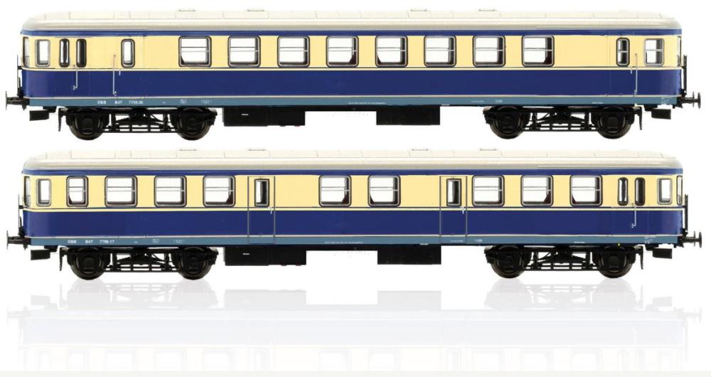 Jägerndorfer 23300: H0 DC 2-teiliger Triebwagen Anhänger Epoche III/IV Set 3, High-End-Edition - mit Innenbeleuchtung, Spur H0 1:87