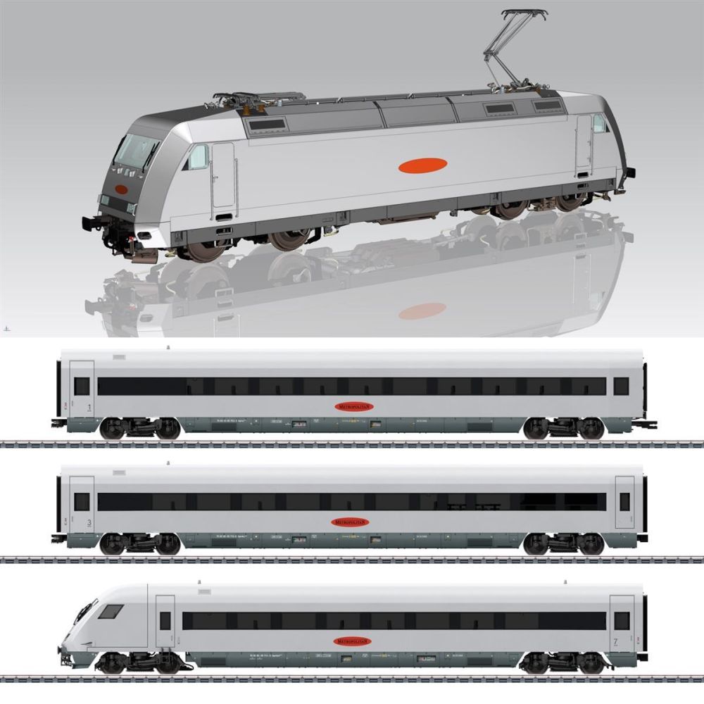 Piko 58150: Zugset 4tlg. Metropolitan BR 101 mit Personenwagen und Steuerwagen DB AG V, Analog, DB AG, Epoche V, Gleichstrom