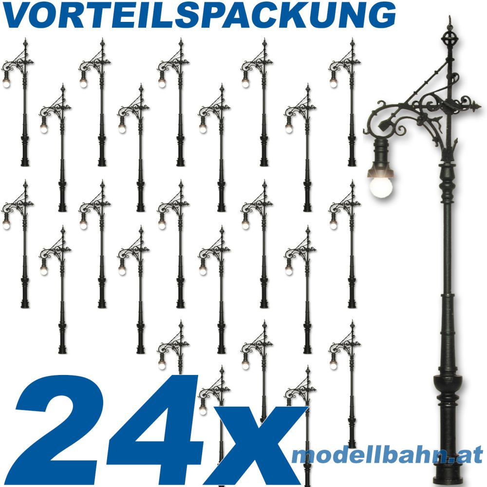 Viessmann 6393_24: Vorteilspackung 24x H0 Leuchte Charlottenburg, LED warmweiß mit Steckfuß