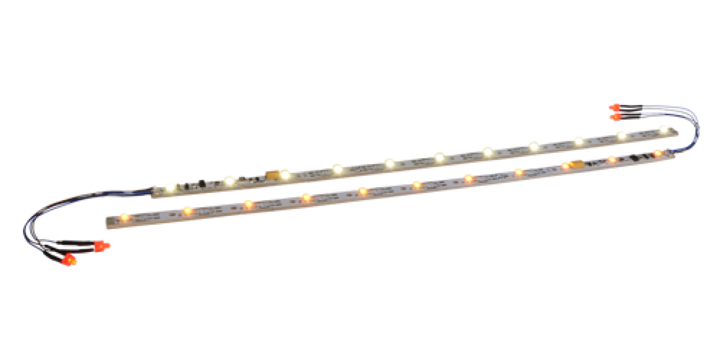ESU 50708: Innenbeleuchtungs-Set mit Decoder + Schlusslicht, 255mm, teilbar, PowerPack Option, 11 LED, warm white, Spurweite: N, TT, H0