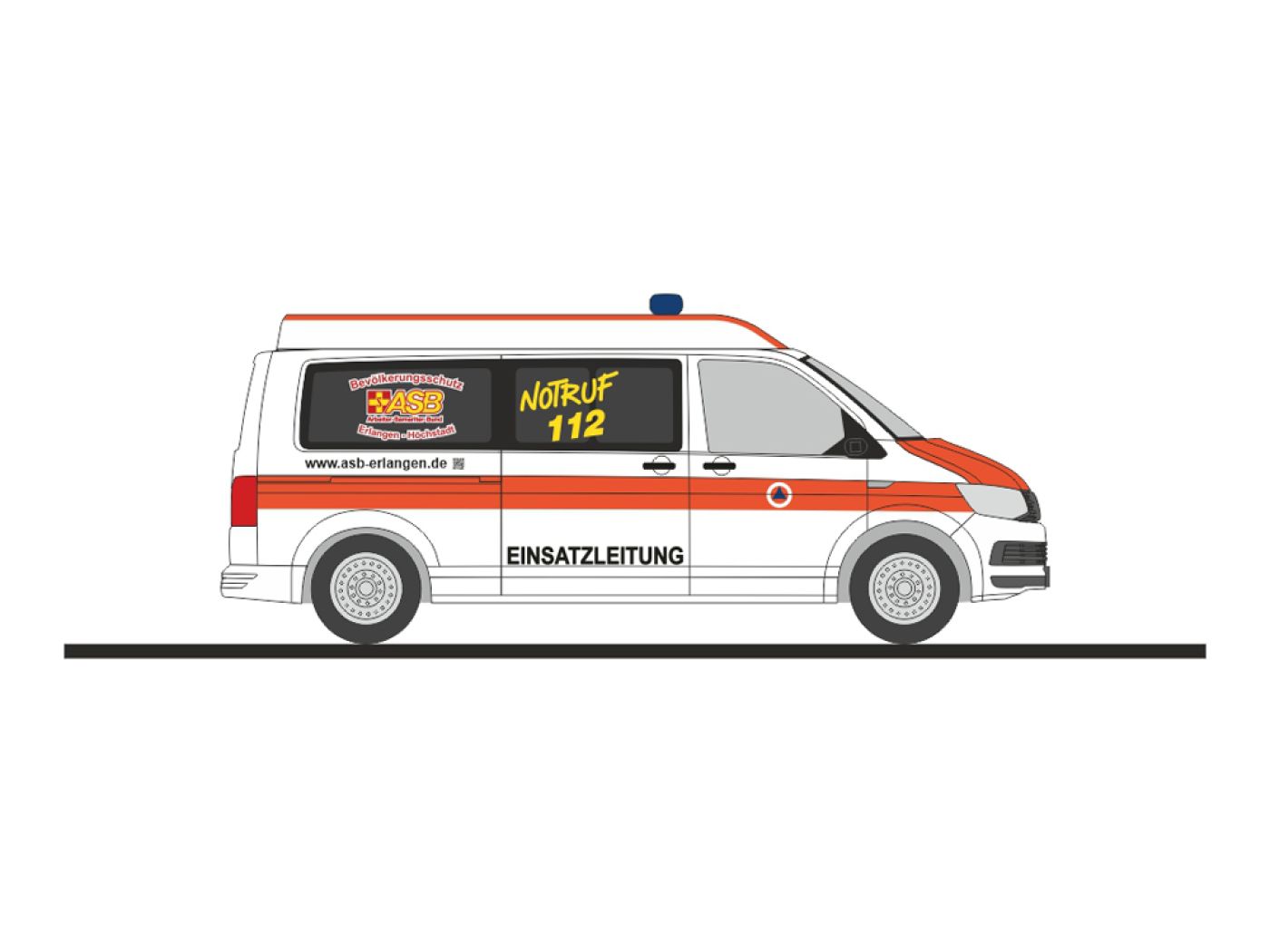 Rietze 53779: Volkswagen T6 ASB RV Erlangen-Höchstadt, Spur H0, Neuheit 3-4 2024