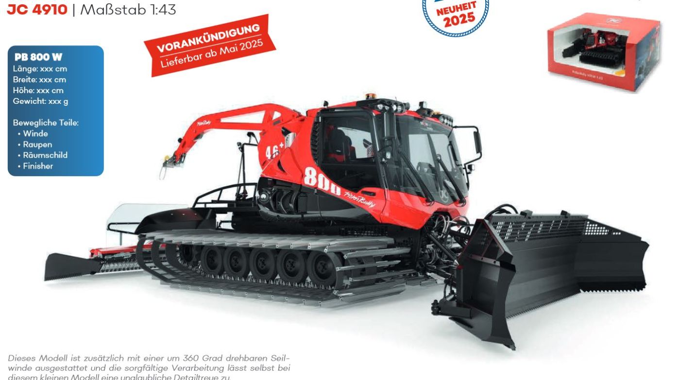 Jägerndorfer 4910: Pistenraupe Pistenfahrzeug PistenBully 800 W 1:43