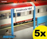 Nebenbei 3D MH01006: 5-tl. Set Bahnhofsschild, Bahnhofssschilder, Stationstafel, inkl. Sticker-Bogen mit 9 verschiedenen Orten, Spur H0 1:87